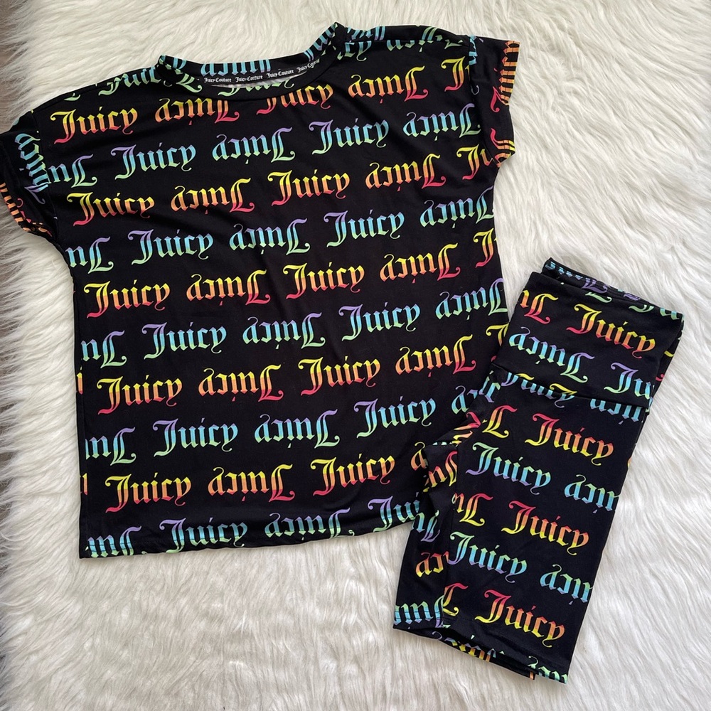 Juicy Couture Sleepwear Rainbow Allover Logo Branded lounge wear pajama short